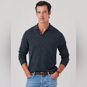 Pronto Uomo Mens Merino 100% Wool Sweater Firenze 3 Button Collar Italy Sz Large